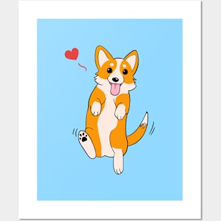 Happy Corgi dog Posters and Art